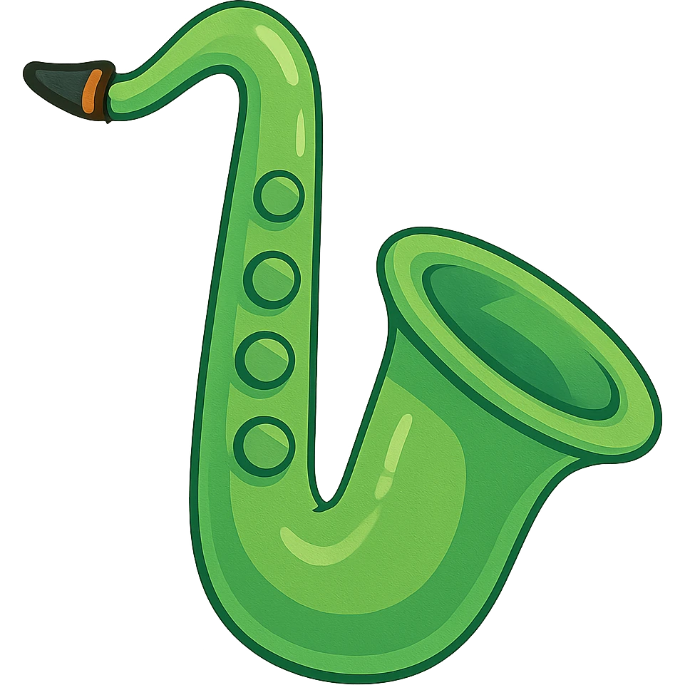 green saxophone, whimsical style emoji
