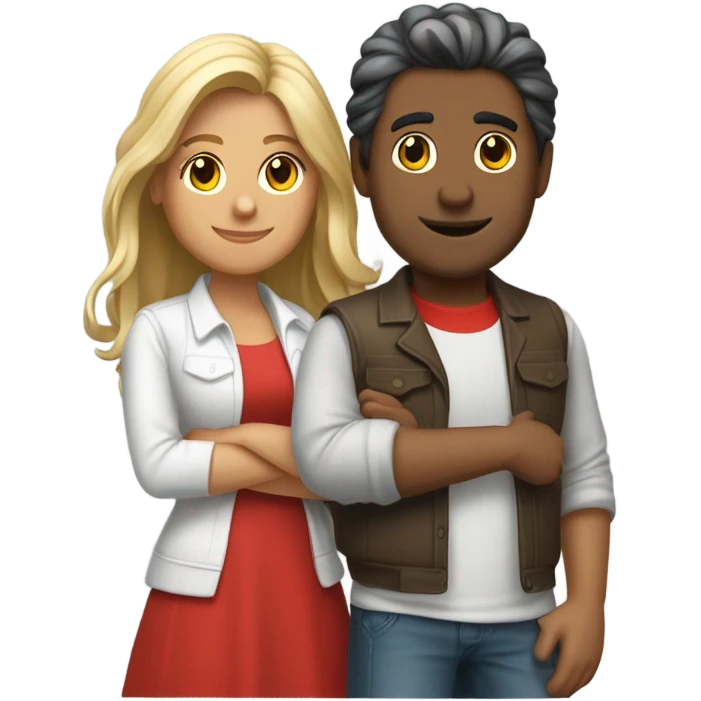un chico morenito y una chica blanca con pelo colorado y lacio, sin flequillo emoji