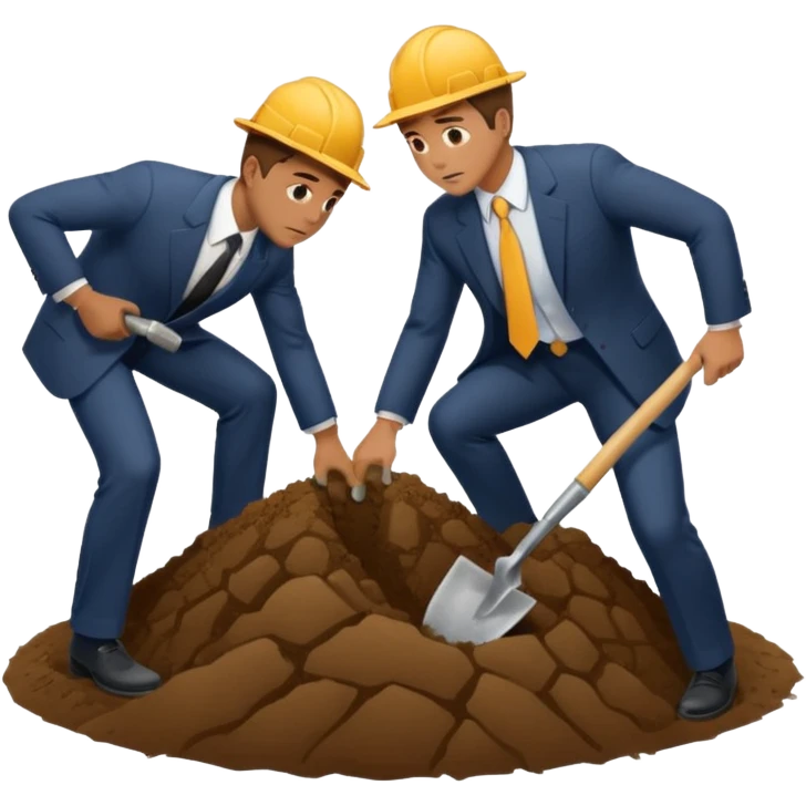 a guy in a suit digging and another suspicious guy trying to prevent him from digging emoji