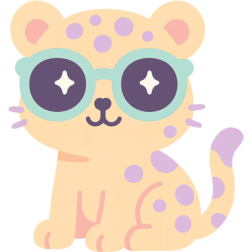 leopard wearing sunglasses, simple, cute emoji