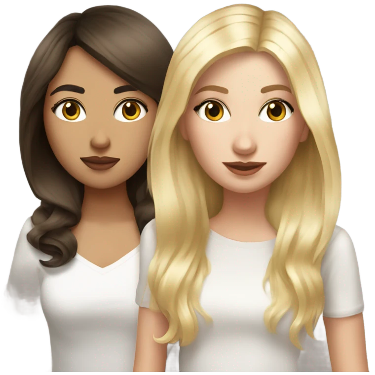 Realistic Russian Brunette hair girl and a blonde haired bestie  emoji