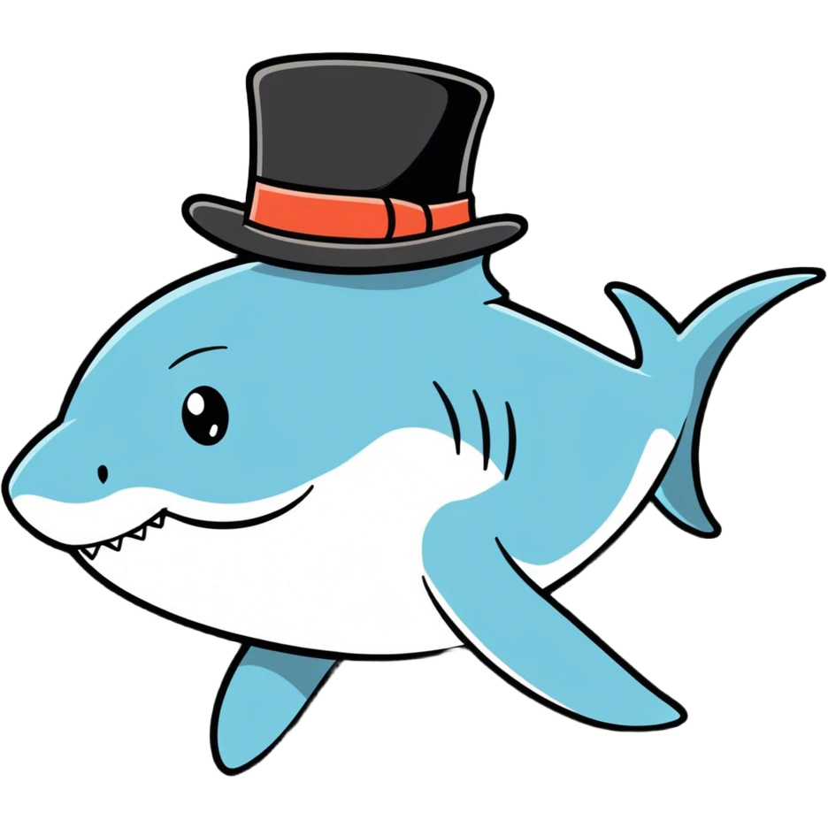 Shark with a top hat emoji