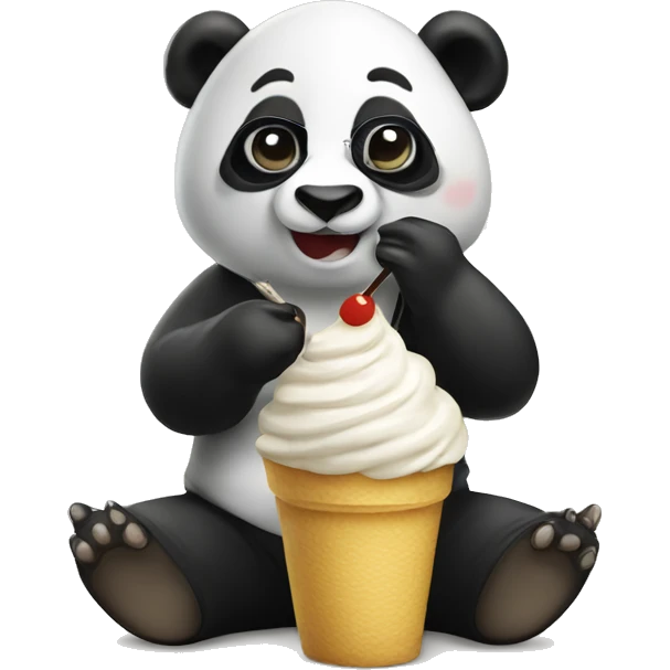 Panda wearing sunglasses with a hoodie eating à Nice cream emoji