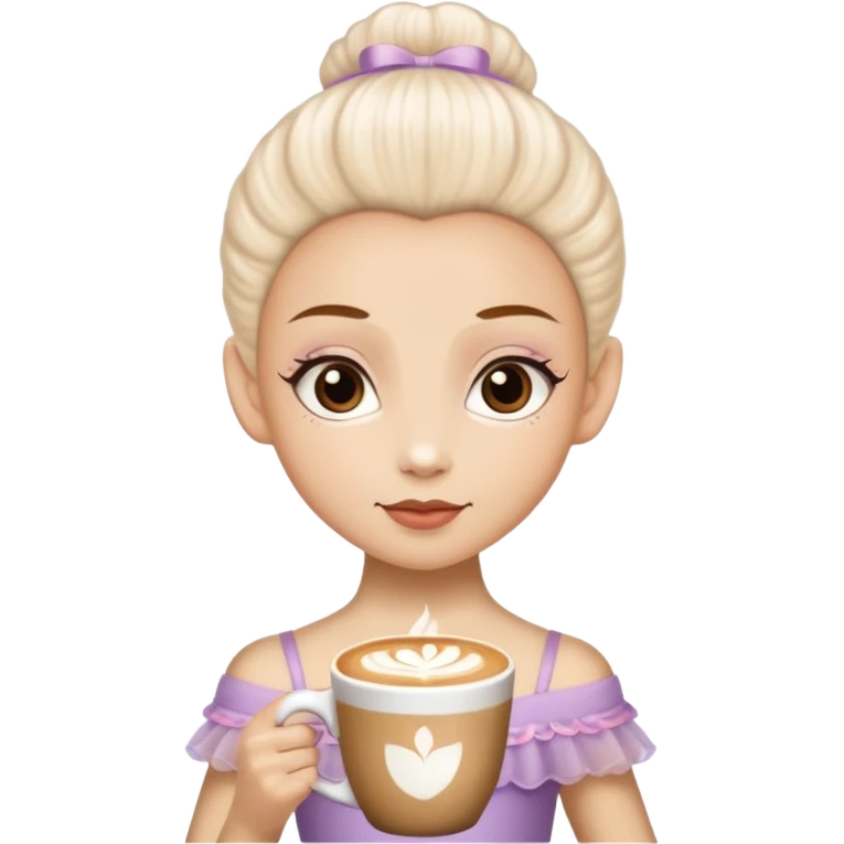 Bailarina de ballet con cabeza de un café capuchino emoji