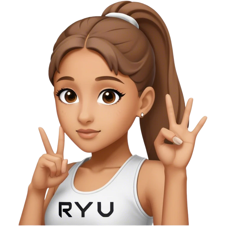 Ariana grande with ok doing sign and "ryu" written on toptank emoji