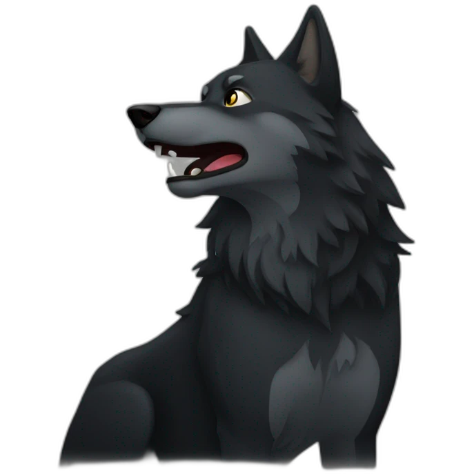 Black wolf howling  emoji