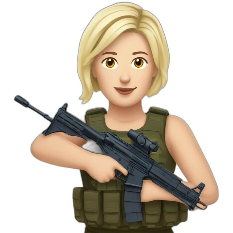 Marine le Pen avec un Famas emoji