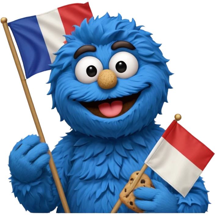 cookie monster with french flag emoji
