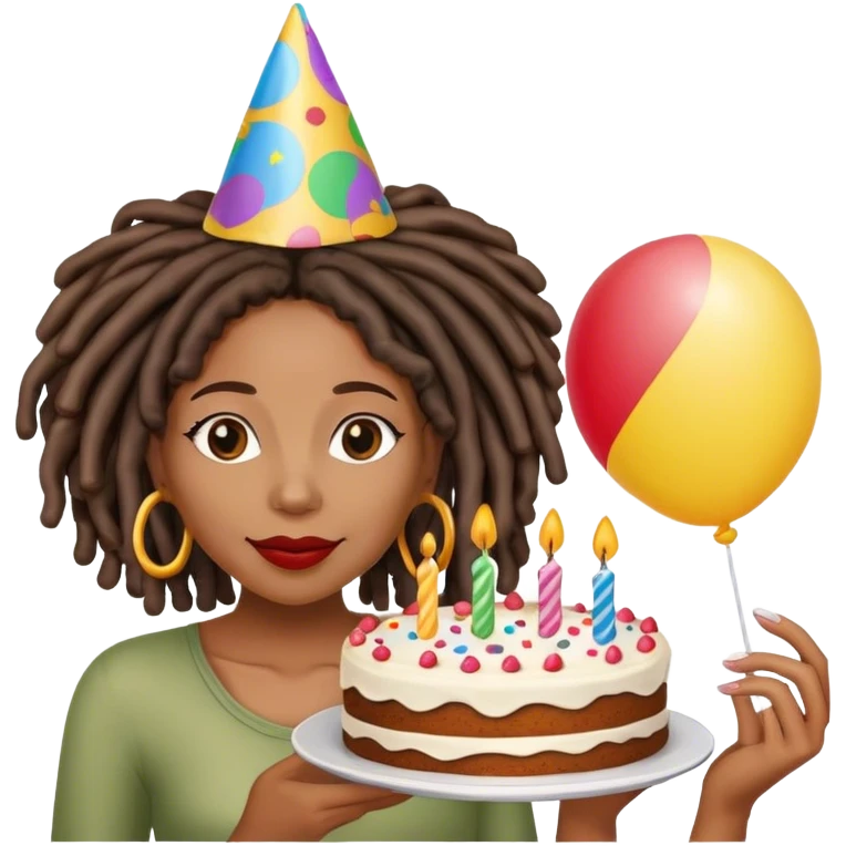 Black woman with locs birthday celebration  emoji
