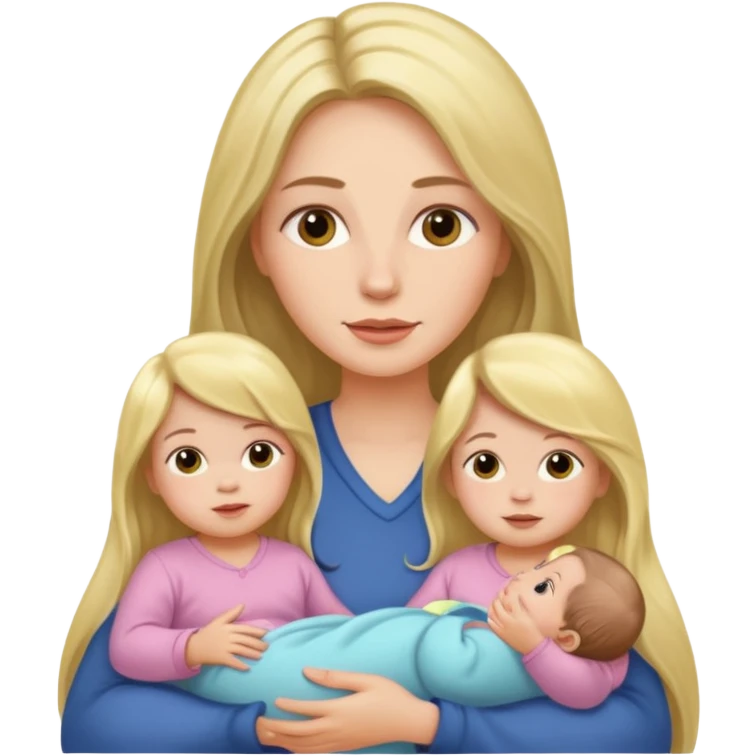 a woman with hair and 2 baby girls emoji