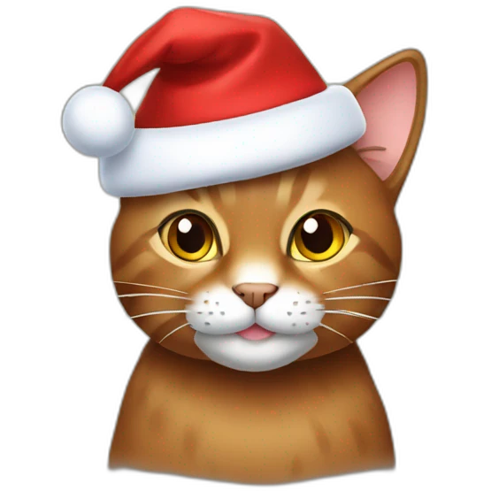 brown cat with christmas hat emoji