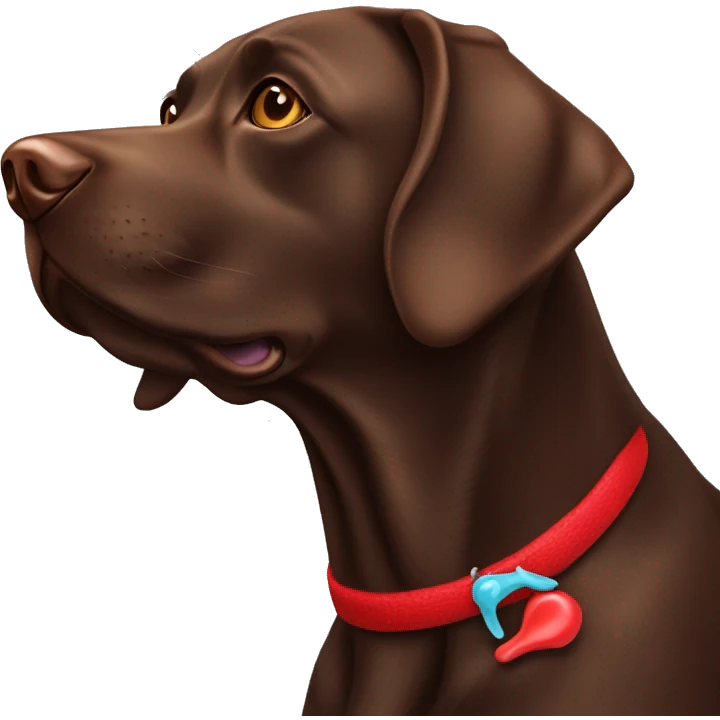 Chocolate lab with red bone toy  emoji