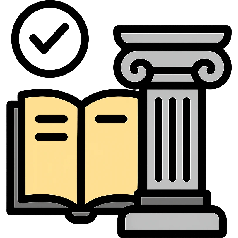 legal consulting mark, open book and column, sophisticated, black and white, timeless, for legal advice branding emoji