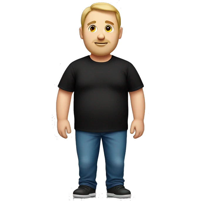 Caucasian Fat man black shirt emoji