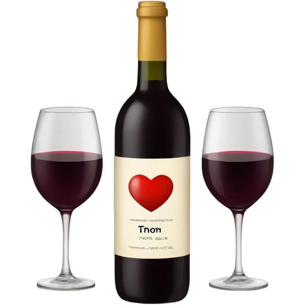 Wine with heart label emoji