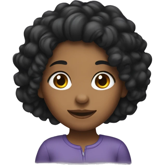 A girl with black curly hair emoji