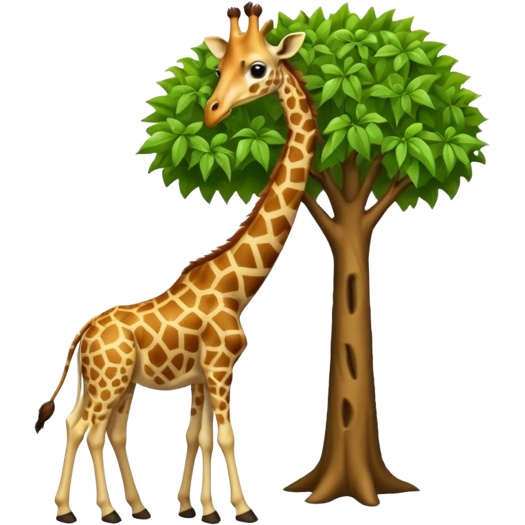 giraffe eating leaves from a tree emoji