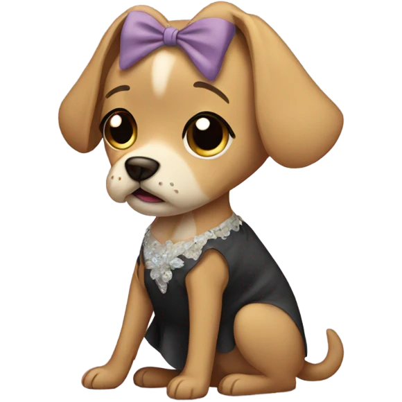 Dog crying in a dress emoji