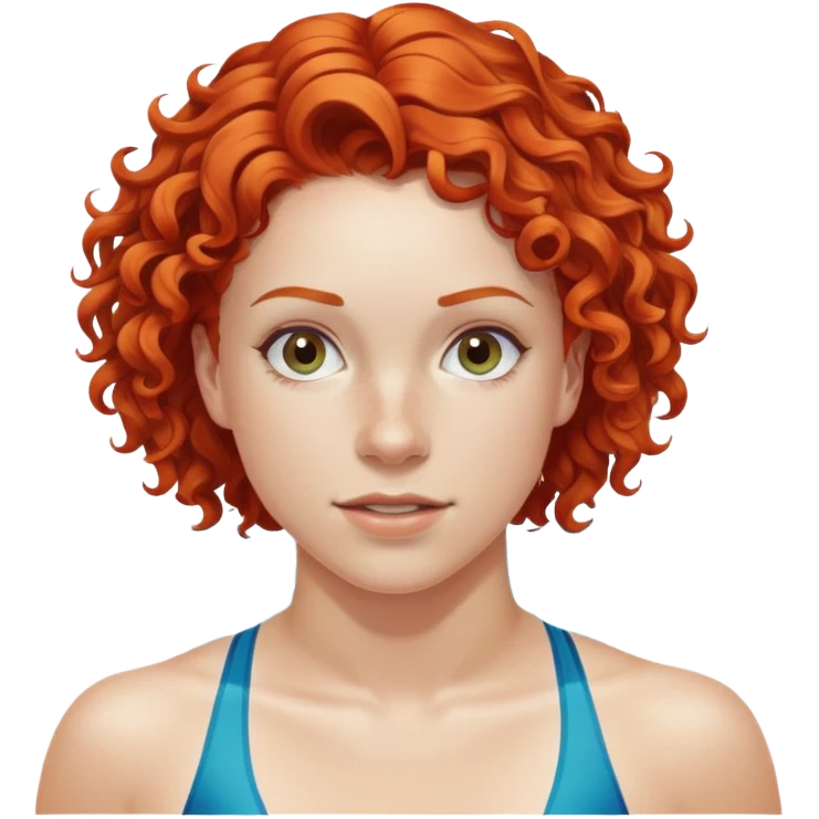 22-year-old white female athlete swimmer with curly red hair about to enter a pool emoji