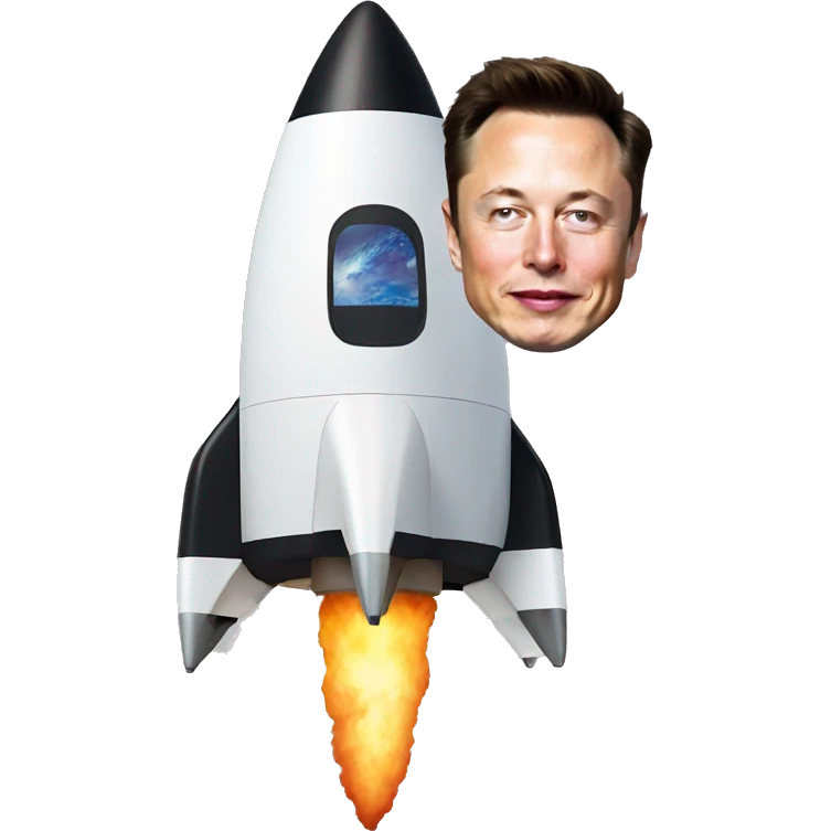 Elon Musk on a rocket emoji