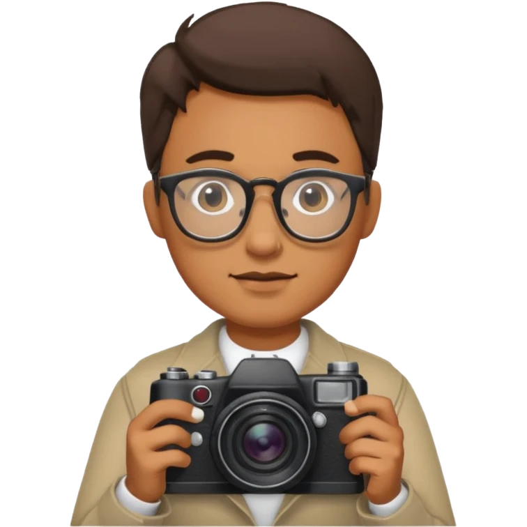 A man with glasses holding a cameta emoji