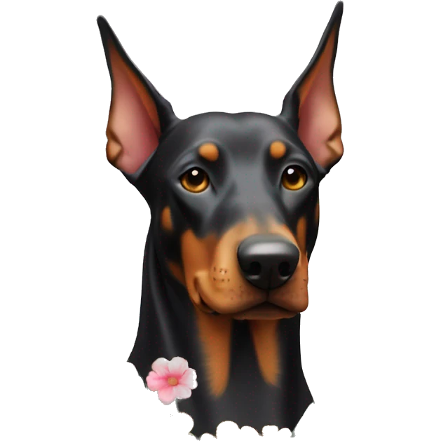 Dobermann dog with flowers  emoji