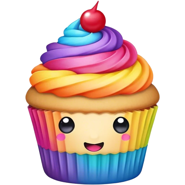 kawaii rainbow cupcake emoji