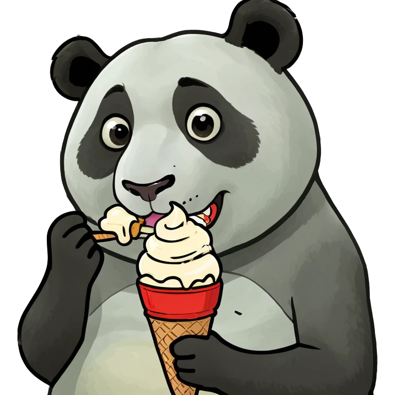Panda eating ice cream emoji