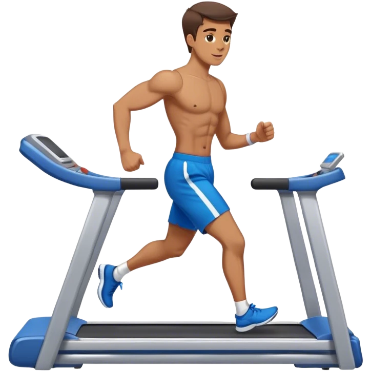 fit guy in blue shorts Treadmill emoji
