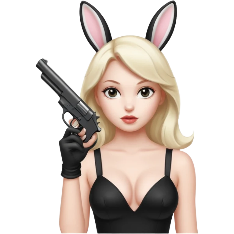 girl pointing a gun as a playboy bunny emoji