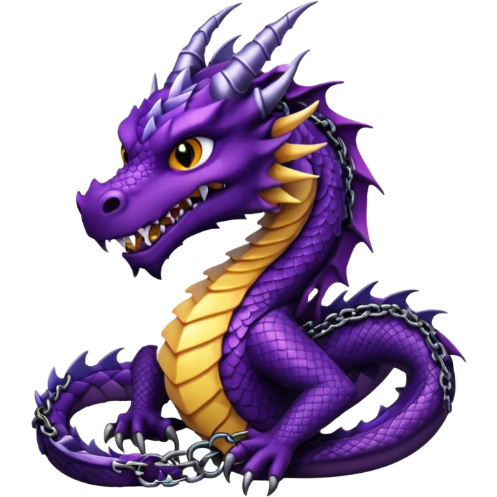 Black and dark purple dragon wearing chains around its neck emoji