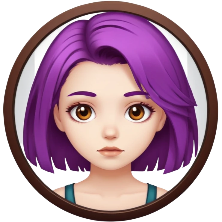 girl with bad hair dye brown eyes and pale skin looking in the mirror emoji