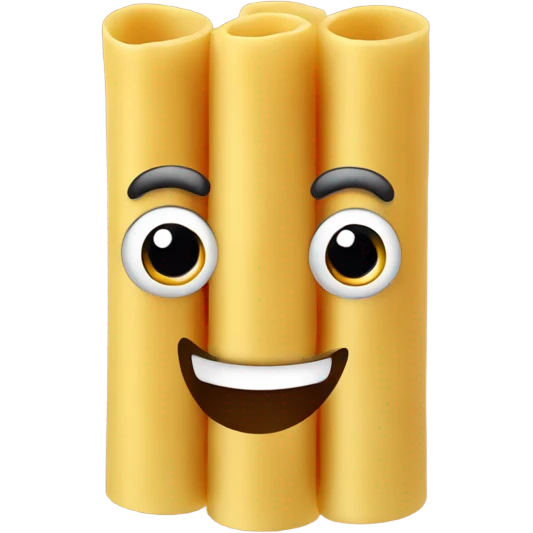 Rigatoni pasta with a face emoji