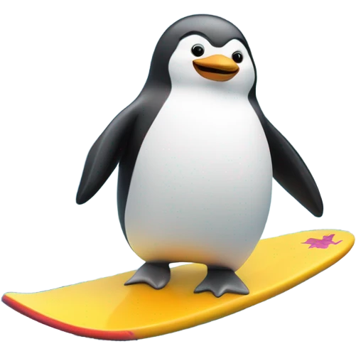 Penguin surfing emoji