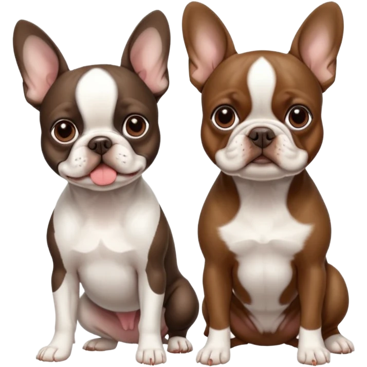 Skinny brown Boston terrier and all white French bulldog emoji