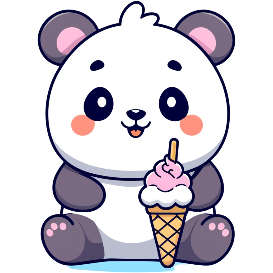 Panda eating ice cream emoji