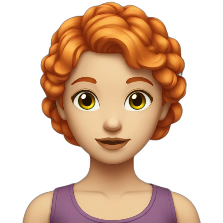 girl orange-red hair up to shoulders brown-green eyes emoji