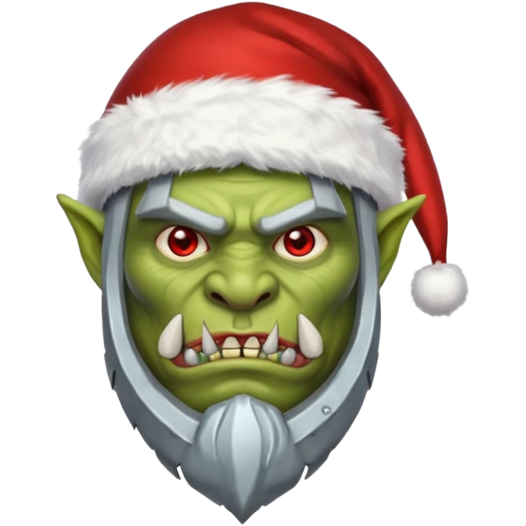Fantasy Christmas orc legion soldier icon, iron tundra army theme, heavy winter armor, disciplined brutal look, cold steel color palette, emoji portrait, male/female variant
 emoji