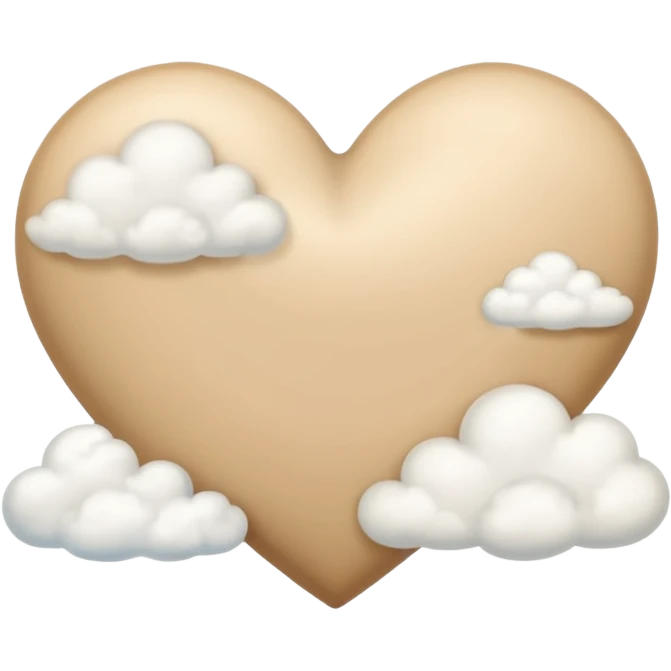 Soft beige heart with clouds underneath it emoji