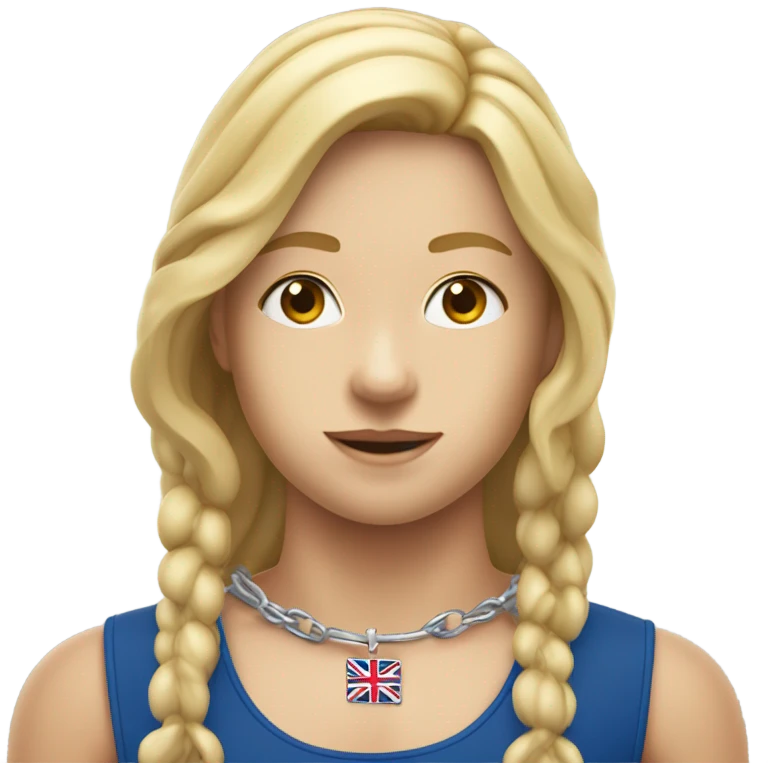 A girl with long blonde hair with wide shoulders wearing a Great Britain rowing swimming suit and has small muscles and add a necklace that has a sea shell pendant on it. She must have a  necklace is around the neck and the pendant is on her chest emoji