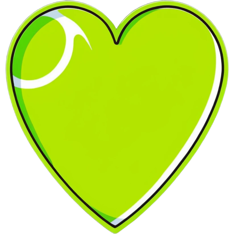 heart shape made with tennis ball material, green fuzzy felt with white curved lines emoji