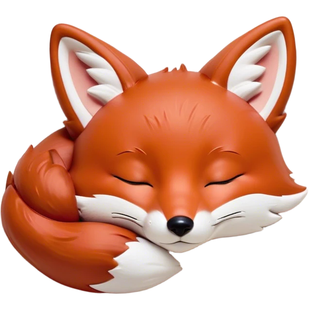 Meme-Worthy Cute Sleeping Fox Portrait Emoji, Head resting peacefully with a contented smile, showcasing a lithe build and a luxuriously soft red Fur with gentle white accents, eyes shut in a serene, restful nap, Simplified yet hilariously adorable features, highly detailed, glowing with a soft, drowsy light, high shine, relaxed and utterly lovable, stylized with an air of playful laziness, bright and heartwarming, soft glowing outline, capturing the essence of a comically sleepy fox, so meme-worthy it feels like it could instantly become the next viral sensation of adorable woodland slumber! emoji