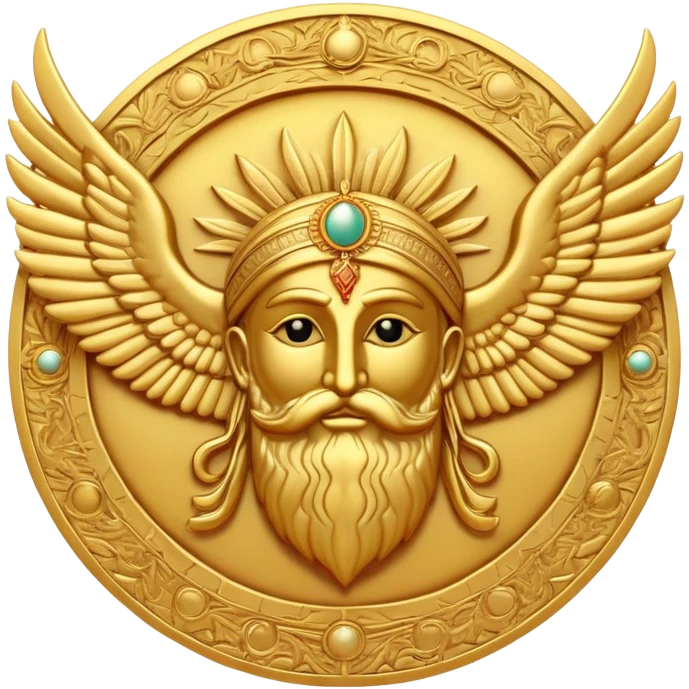 Zoroastrian Faravahar winged sun disc with bearded figure emoji