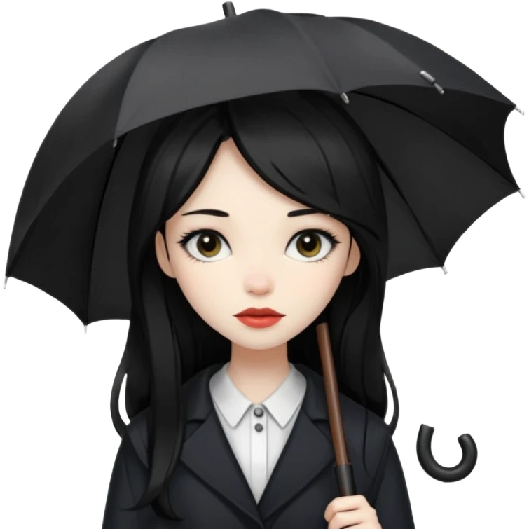  چتری دار گنگ دختر مو بلند سیاه emoji