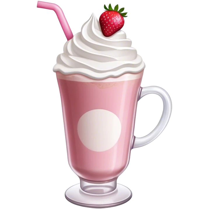 Pink latte with whip cream and strawberries  emoji