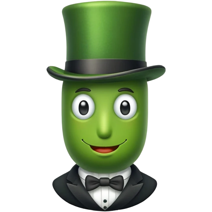 Pickle with a top hat emoji