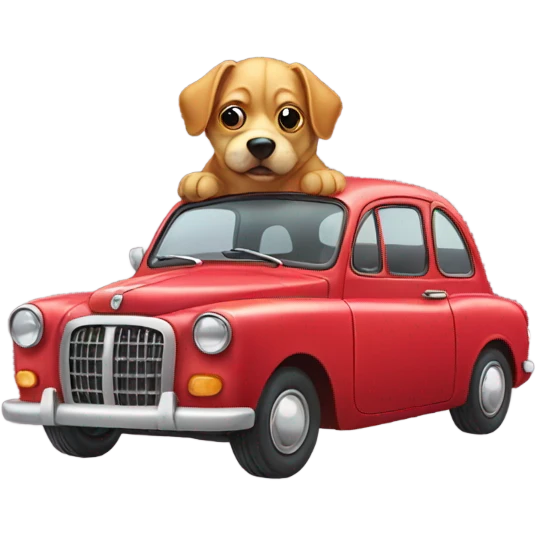 car wearing dog emoji