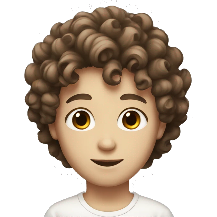 boy with brown eyes curly hair, white skin emoji