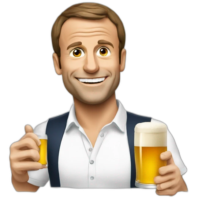 Macron qui bois une bière emoji