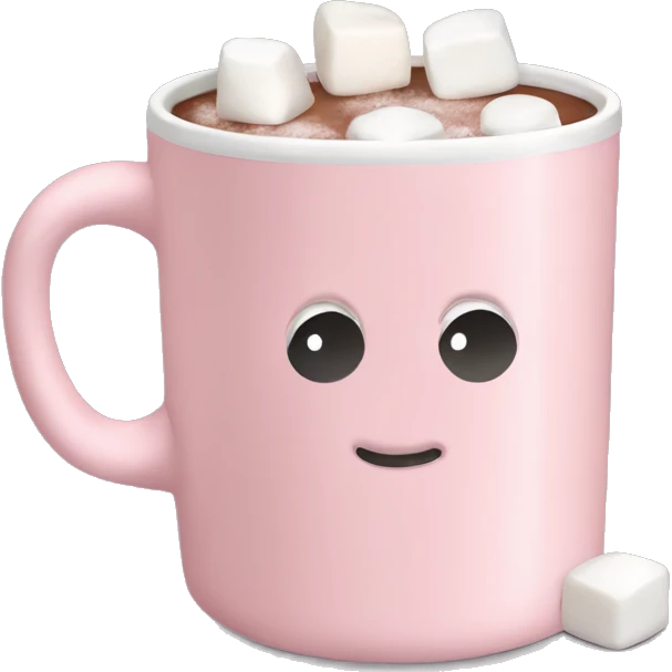 Light Pink mug of hot chocolate with marshmallows  emoji